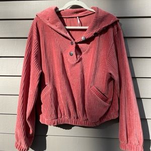 Free People Salmon Pink Sweater with Buttons
